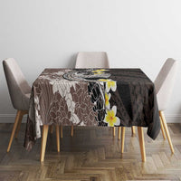 Brown and Black Hawaii Shark Tattoo Tablecloth Puakenikeni Lei Plumeria Polynesian Pattern - Polynesian Pride