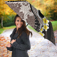 Brown and Black Hawaii Shark Tattoo Umbrella Puakenikeni Lei Plumeria Polynesian Pattern - Polynesian Pride