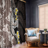Brown and Black Hawaii Shark Tattoo Window Curtain Puakenikeni Lei Plumeria Polynesian Pattern - Polynesian Pride