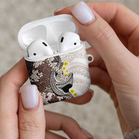 Brown and White Hawaii Shark Tattoo AirPods Case Puakenikeni Lei Plumeria Polynesian Pattern LT14 - Polynesian Pride