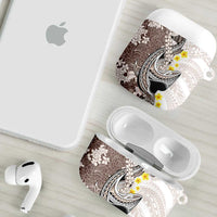 Brown and White Hawaii Shark Tattoo AirPods Case Puakenikeni Lei Plumeria Polynesian Pattern LT14 - Polynesian Pride