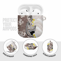 Brown and White Hawaii Shark Tattoo AirPods Case Puakenikeni Lei Plumeria Polynesian Pattern LT14 - Polynesian Pride