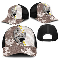Brown and White Hawaii Shark Tattoo Baseball Net Cap Puakenikeni Lei Plumeria Polynesian Pattern LT14 - Polynesian Pride