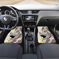 Brown and White Hawaii Shark Tattoo Car Mats Puakenikeni Lei Plumeria Polynesian Pattern - Polynesian Pride
