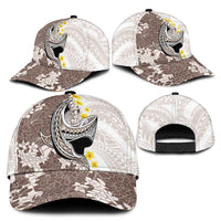 Brown and White Hawaii Shark Tattoo Classic Cap Puakenikeni Lei Plumeria Polynesian Pattern LT14 - Polynesian Pride