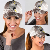 Brown and White Hawaii Shark Tattoo Classic Cap Puakenikeni Lei Plumeria Polynesian Pattern LT14 - Polynesian Pride
