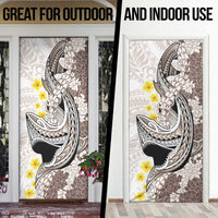 Brown and White Hawaii Shark Tattoo Door Cover Puakenikeni Lei Plumeria Polynesian Pattern LT14 - Polynesian Pride