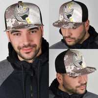 Brown and White Hawaii Shark Tattoo Mesh Trucker Cap Puakenikeni Lei Plumeria Polynesian Pattern LT14 - Polynesian Pride