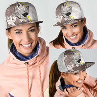 Brown and White Hawaii Shark Tattoo Mesh Trucker Cap Puakenikeni Lei Plumeria Polynesian Pattern LT14 - Polynesian Pride