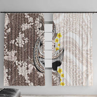 Brown and White Hawaii Shark Tattoo Window Curtain Puakenikeni Lei Plumeria Polynesian Pattern - Polynesian Pride
