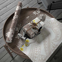 Brown and White Hawaii Shark Tattoo Wrapping Paper Puakenikeni Lei Plumeria Polynesian Pattern LT14 - Polynesian Pride