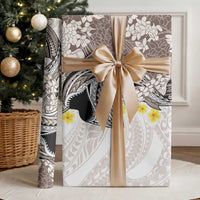 Brown and White Hawaii Shark Tattoo Wrapping Paper Puakenikeni Lei Plumeria Polynesian Pattern LT14 - Polynesian Pride
