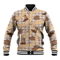 Khaki Palaka Hawaii Cowboy Baseball Jacket Puakenikeni Lei Paniolo Papale Seamless Vibes - Polynesian Pride
