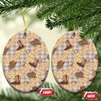 Khaki Palaka Hawaii Cowboy Ceramic Ornament Puakenikeni Lei Paniolo Papale Seamless Vibes - Polynesian Pride