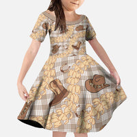 Khaki Palaka Hawaii Cowboy Family Matching Mermaid Dress and Hawaiian Shirt Puakenikeni Lei Paniolo Papale Seamless Vibes - Polynesian Pride