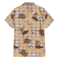 Khaki Palaka Hawaii Cowboy Family Matching Off The Shoulder Long Sleeve Dress and Hawaiian Shirt Puakenikeni Lei Paniolo Papale Seamless Vibes - Polynesian Pride