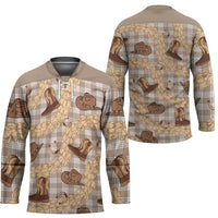 Khaki Palaka Hawaii Cowboy Hockey Jersey Puakenikeni Lei Paniolo Papale Seamless Vibes - Polynesian Pride