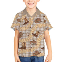 Khaki Palaka Hawaii Cowboy Kid Hawaiian Shirt Puakenikeni Lei Paniolo Papale Seamless Vibes LT14 Kid Khaki - Polynesian Pride