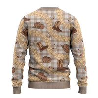 Khaki Palaka Hawaii Cowboy Ugly Christmas Sweater Puakenikeni Lei Paniolo Papale Seamless Vibes - Polynesian Pride