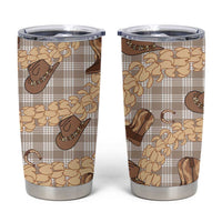 Khaki Palaka Hawaii Cowboy Tumbler Cup Puakenikeni Lei Paniolo Papale Seamless Vibes - Polynesian Pride