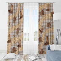 Khaki Palaka Hawaii Cowboy Window Curtain Puakenikeni Lei Paniolo Papale Seamless Vibes - Polynesian Pride