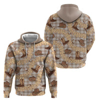 Khaki Palaka Hawaii Cowboy Zip Hoodie Puakenikeni Lei Paniolo Papale Seamless Vibes - Polynesian Pride