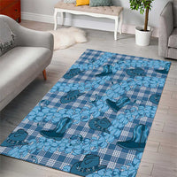 Cyan Palaka Hawaii Cowboy Area Rug Puakenikeni Lei Paniolo Papale Seamless Vibes - Polynesian Pride