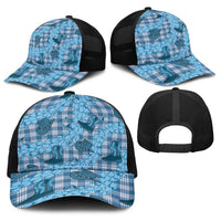 Cyan Palaka Hawaii Cowboy Baseball Net Cap Puakenikeni Lei Paniolo Papale Seamless Vibes - Polynesian Pride