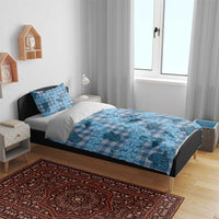 Cyan Palaka Hawaii Cowboy Bedding Set Puakenikeni Lei Paniolo Papale Seamless Vibes - Polynesian Pride