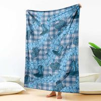 Cyan Palaka Hawaii Cowboy Blanket Puakenikeni Lei Paniolo Papale Seamless Vibes - Polynesian Pride