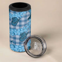 Cyan Palaka Hawaii Cowboy 4 in 1 Can Cooler Tumbler Puakenikeni Lei Paniolo Papale Seamless Vibes - Polynesian Pride