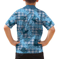 Cyan Palaka Hawaii Cowboy Family Matching Puletasi and Hawaiian Shirt Puakenikeni Lei Paniolo Papale Seamless Vibes - Polynesian Pride