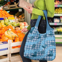 Cyan Palaka Hawaii Cowboy Grocery Bag Puakenikeni Lei Paniolo Papale Seamless Vibes - Polynesian Pride