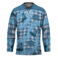 Cyan Palaka Hawaii Cowboy Hockey Jersey Puakenikeni Lei Paniolo Papale Seamless Vibes LT14 Unisex Cyan - Polynesian Pride