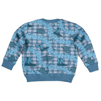 Cyan Palaka Hawaii Cowboy Kid Ugly Christmas Sweater Puakenikeni Lei Paniolo Papale Seamless Vibes - Polynesian Pride