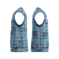 Cyan Palaka Hawaii Cowboy Christmas Knitted V-Neck Vest Puakenikeni Lei Paniolo Papale Seamless Vibes - Polynesian Pride