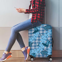 Cyan Palaka Hawaii Cowboy Luggage Cover Puakenikeni Lei Paniolo Papale Seamless Vibes - Polynesian Pride