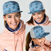 Cyan Palaka Hawaii Cowboy Mesh Trucker Cap Puakenikeni Lei Paniolo Papale Seamless Vibes LT14 - Polynesian Pride