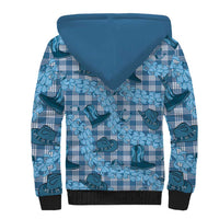 Cyan Palaka Hawaii Cowboy Sherpa Hoodie Puakenikeni Lei Paniolo Papale Seamless Vibes - Polynesian Pride