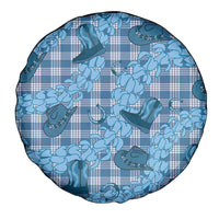 Cyan Palaka Hawaii Cowboy Spare Tire Cover Puakenikeni Lei Paniolo Papale Seamless Vibes - Polynesian Pride