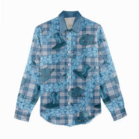 Cyan Palaka Hawaii Cowboy Women Casual Shirt Puakenikeni Lei Paniolo Papale Seamless Vibes - Polynesian Pride