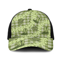 Lime Palaka Hawaii Cowboy Baseball Net Cap Puakenikeni Lei Paniolo Papale Seamless Vibes LT14 One Size Black Lime - Polynesian Pride