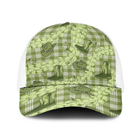 Lime Palaka Hawaii Cowboy Baseball Net Cap Puakenikeni Lei Paniolo Papale Seamless Vibes LT14 One Size White Lime - Polynesian Pride