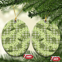 Lime Palaka Hawaii Cowboy Ceramic Ornament Puakenikeni Lei Paniolo Papale Seamless Vibes - Polynesian Pride