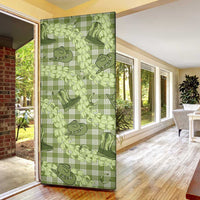Lime Palaka Hawaii Cowboy Door Cover Puakenikeni Lei Paniolo Papale Seamless Vibes - Polynesian Pride