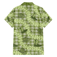 Lime Palaka Hawaii Cowboy Family Matching Off Shoulder Maxi Dress and Hawaiian Shirt Puakenikeni Lei Paniolo Papale Seamless Vibes - Polynesian Pride