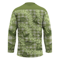 Lime Palaka Hawaii Cowboy Hockey Jersey Puakenikeni Lei Paniolo Papale Seamless Vibes - Polynesian Pride