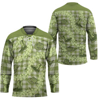 Lime Palaka Hawaii Cowboy Hockey Jersey Puakenikeni Lei Paniolo Papale Seamless Vibes LT14 - Polynesian Pride