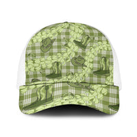 Lime Palaka Hawaii Cowboy Mesh Trucker Cap Puakenikeni Lei Paniolo Papale Seamless Vibes LT14 One Size White Lime - Polynesian Pride