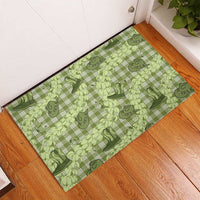 Lime Palaka Hawaii Cowboy Rubber Doormat Puakenikeni Lei Paniolo Papale Seamless Vibes - Polynesian Pride